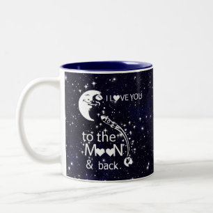 Caneca De Café Em Dois Tons Eu te amo na lua e no passado - Universo