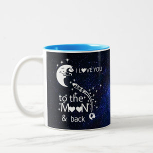 Caneca De Café Em Dois Tons Eu te amo na lua e no passado - Universo