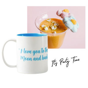 Caneca De Café Em Dois Tons Eu te amo na Lua, Texto Personalizado