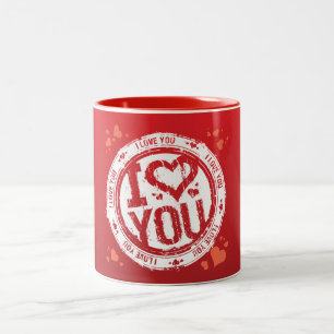 Caneca De Café Em Dois Tons Eu Te Amo Red 11 Oz - Mug De Dois Toneladas