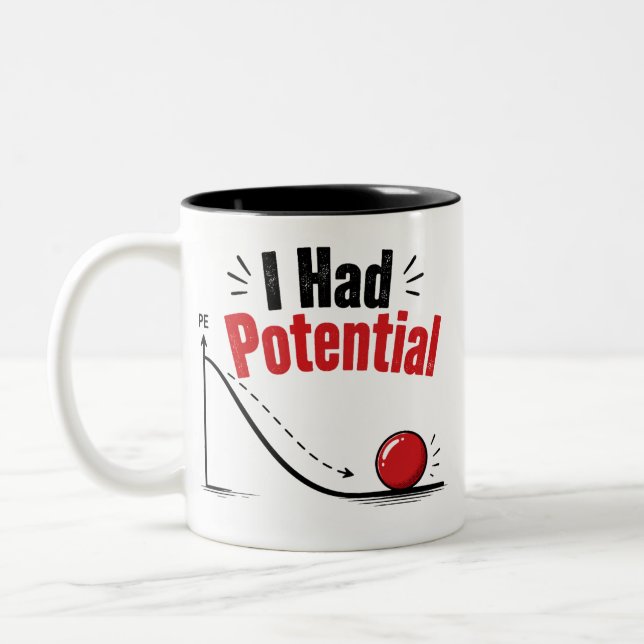 Caneca De Café Em Dois Tons Eu Tinha Humor de Física com Potencial (Esquerda)