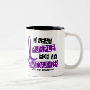 Caneca De Café Em Dois Tons Eu visto o roxo para minha epilepsia da neta 37