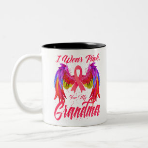 Caneca De Café Em Dois Tons Eu Visto Rosa Para A Minha Avó Asas Cancer De Mam