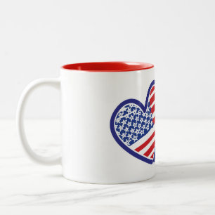 Caneca De Café Em Dois Tons EUA e corações da bandeira de Colorado