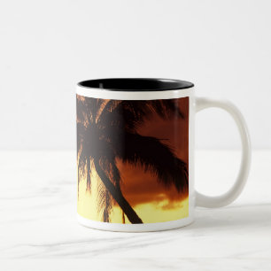 Caneca De Café Em Dois Tons EUA, Havaí, Maui, Pôr do sol colorido em um