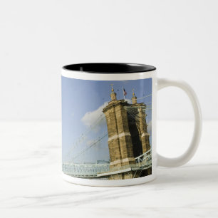 Caneca De Café Em Dois Tons EUA, Ohio, Cincinnati: Suspensão de Roebling 2