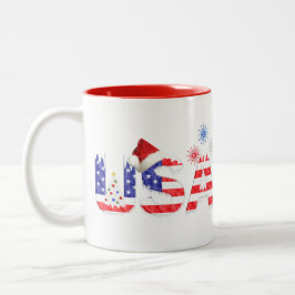 Caneca De Café Em Dois Tons EUA para o Natal