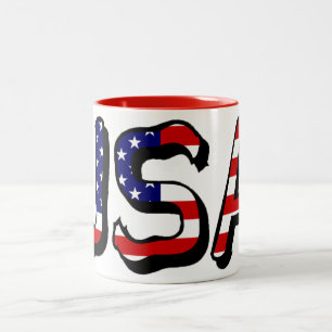 Caneca De Café Em Dois Tons EUA sobrepostos na música US Flag