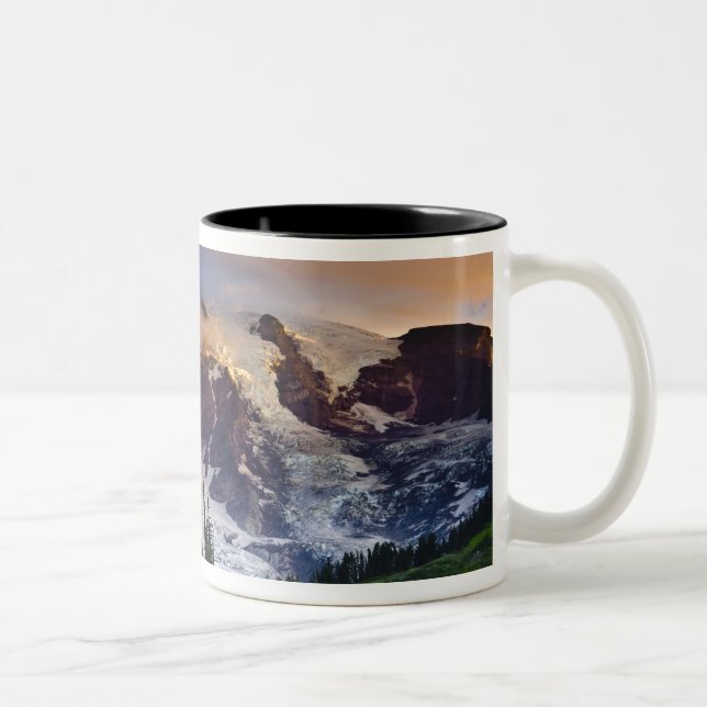 Caneca De Café Em Dois Tons EUA, Washington, Mt. Rainier. Sol da manhã (Direita)