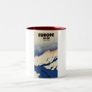 Caneca De Café Em Dois Tons Europa a esquiar "Pegue um avião"