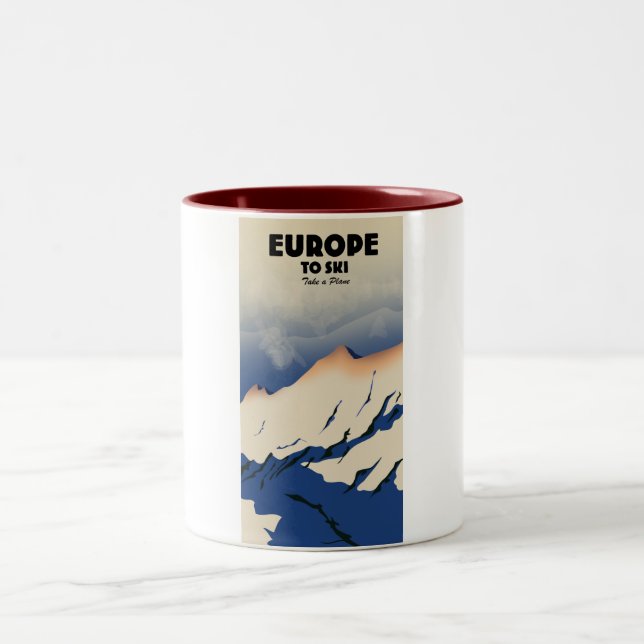 Caneca De Café Em Dois Tons Europa para Esquiar "Pegue um avião" (Centro)