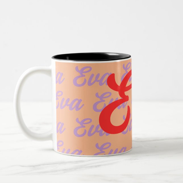 Caneca De Café Em Dois Tons Eva Name Repeating Pattern Design (Esquerda)