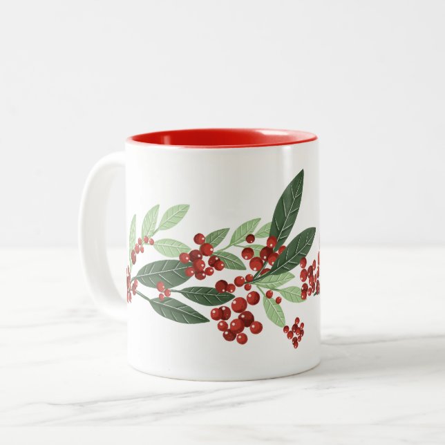 Caneca De Café Em Dois Tons Evergreen Elegance Natal Encantado (Frente Esquerda)
