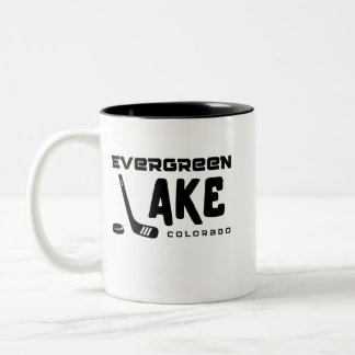 Caneca De Café Em Dois Tons Evergreen Lake, Colorado Hockey,