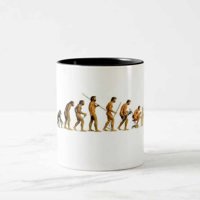 Caneca De Café Em Dois Tons Evolução ao computador (Centro)