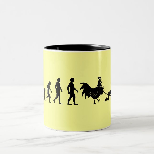 Caneca De Café Em Dois Tons Evolução da galinha (Centro)