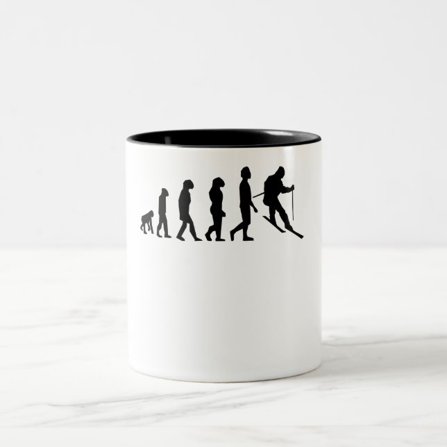 Caneca De Café Em Dois Tons Evolução do esqui (Centro)