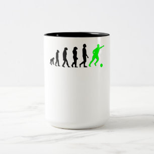 Caneca De Café Em Dois Tons Evolução do futebol (verde)