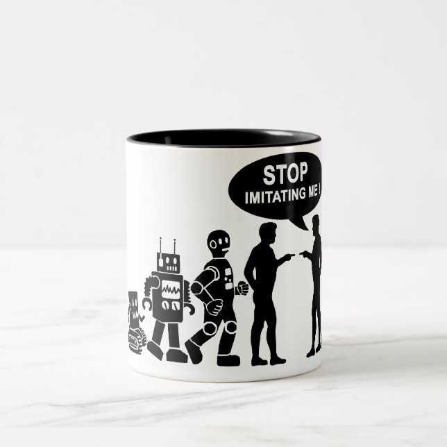 Caneca De Café Em Dois Tons Evolução do robô (Centro)