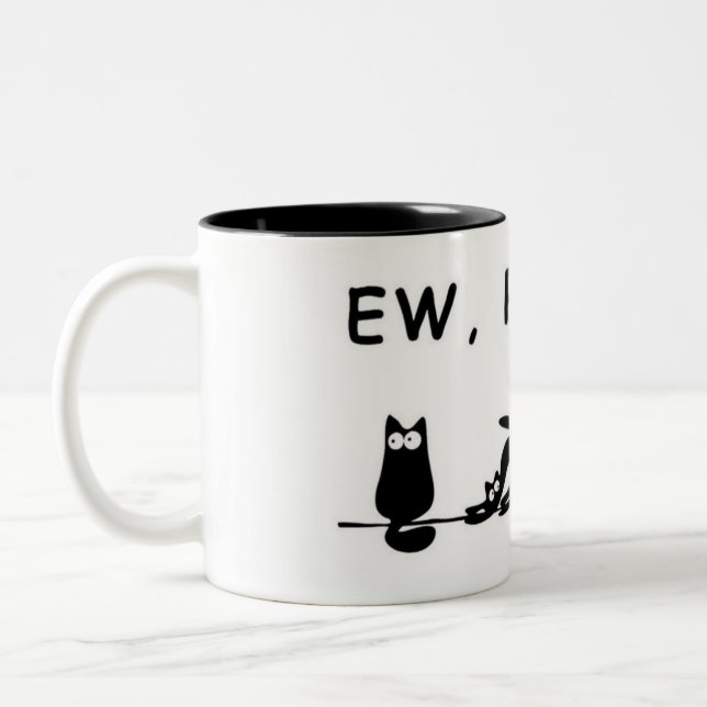 Caneca De Café Em Dois Tons "Ew, People — Funny Cat Mug" (Esquerda)