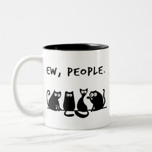 Caneca De Café Em Dois Tons Ew Pessoas Gatos Pretos Engraçadinhos