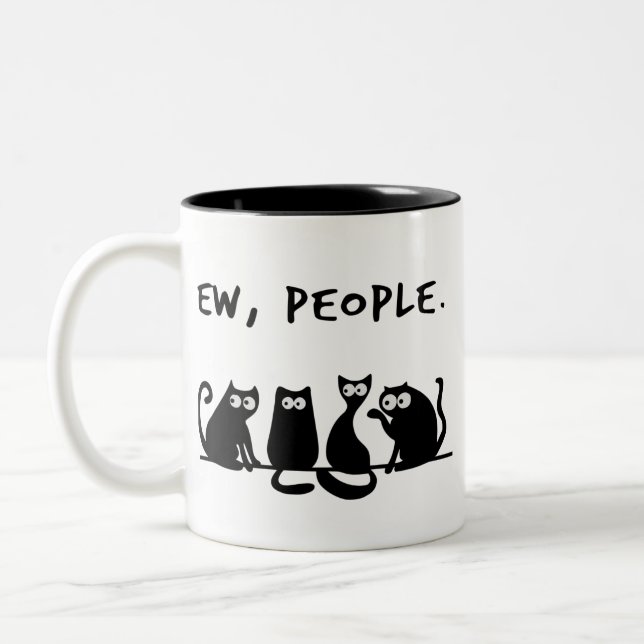 Caneca De Café Em Dois Tons Ew Pessoas Gatos Pretos Engraçadinhos (Esquerda)