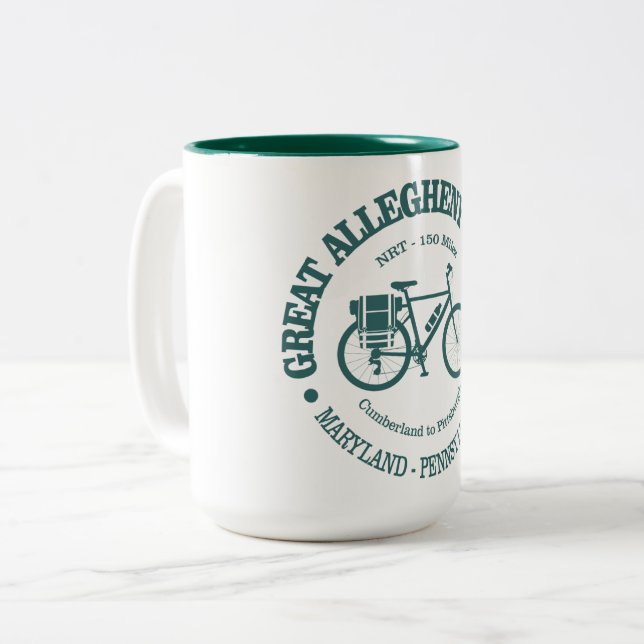 Caneca De Café Em Dois Tons Excelente Alegremente Passagem (ciclismo) (Frente Esquerda)