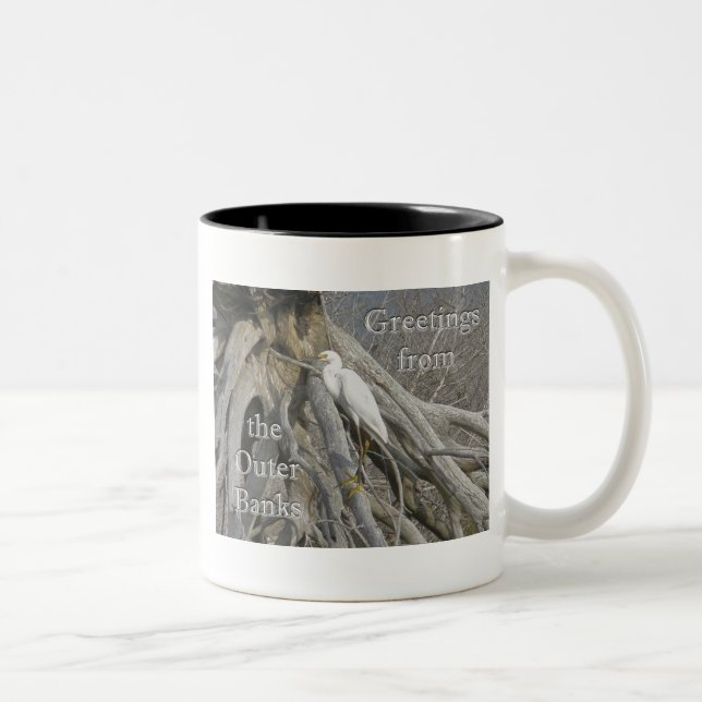 Caneca De Café Em Dois Tons Excelente Egret (Ardea alba) OBX (Direita)