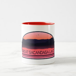 Caneca De Café Em Dois Tons Excelente Sacandaga Lago New York Red Sunrise