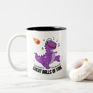 Caneca De Café Em Dois Tons Excelentes De Um Meteoro De Dinossauro De Fogo