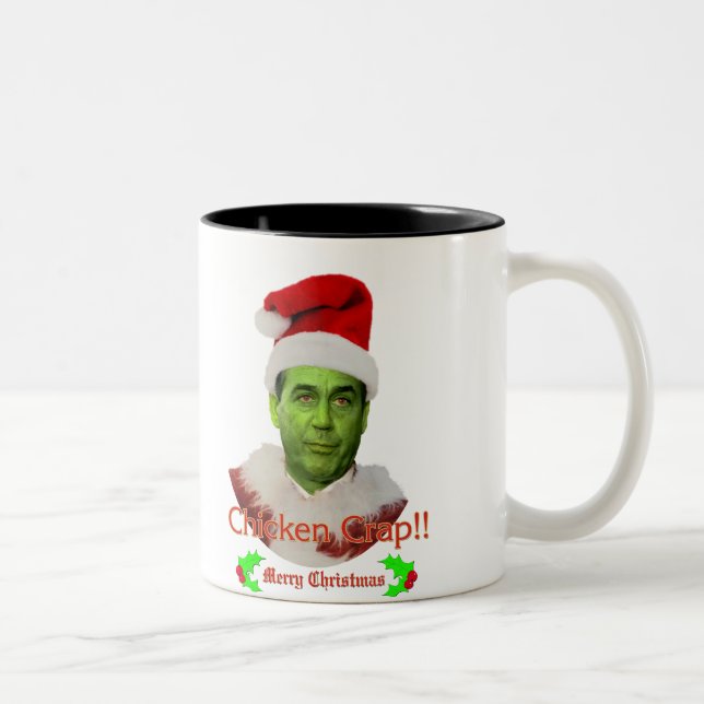 Caneca De Café Em Dois Tons Excremento Grinch da galinha (Direita)