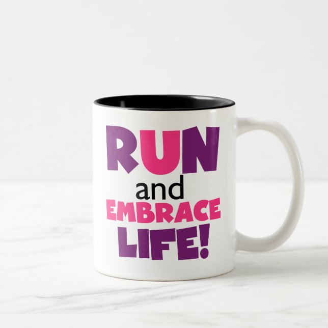 Caneca De Café Em Dois Tons Executar Embrace Life Pink (Direita)