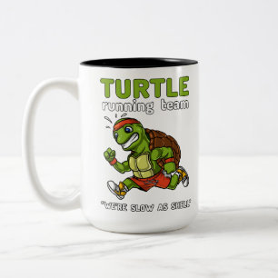Caneca De Café Em Dois Tons Exercício Funny Turtle Running Team Cardio Workout