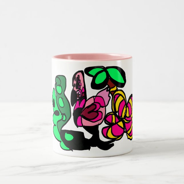 Caneca De Café Em Dois Tons Exibir vibração de flamingo rosa (Centro)