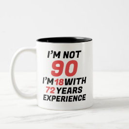 Caneca De Café Em Dois Tons Experiência Engraçada de Aniversário de 90 Anos Pe