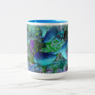 Caneca De Café Em Dois Tons Exploração de Tubarões 3D