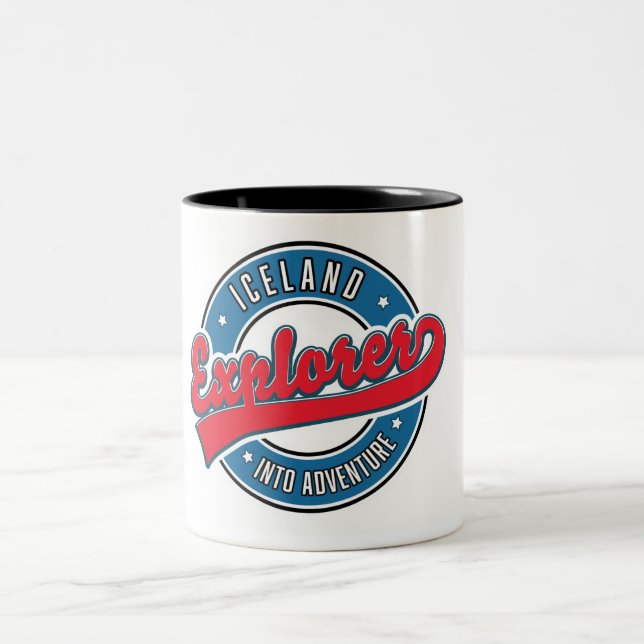 Caneca De Café Em Dois Tons Explorador da Islândia em aventura (Centro)