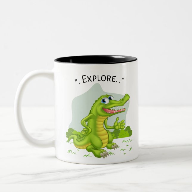 Caneca De Café Em Dois Tons explorador de crocodilo (Esquerda)
