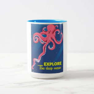 Caneca De Café Em Dois Tons Explore o Oceano Profundo