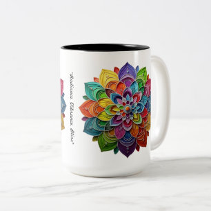 Caneca De Café Em Dois Tons "Explosão Floral Brilhante"