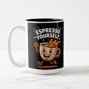 Caneca De Café Em Dois Tons Expresse-se de Forma Engraçada Pun Café Bonito Art