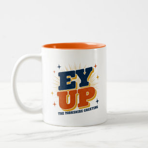 Caneca De Café Em Dois Tons Ey Up - Design Retrô Saudação de Yorkshire