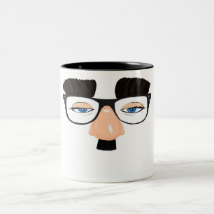 Caneca De Café Em Dois Tons Eyeglasses e cara com bigode