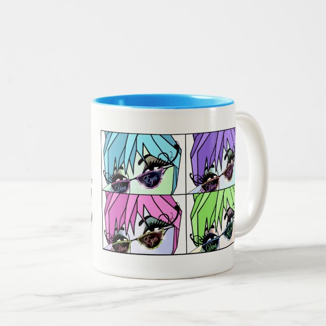 Caneca De Café Em Dois Tons Eyelash Divas Lash Out! (Frente Esquerda)