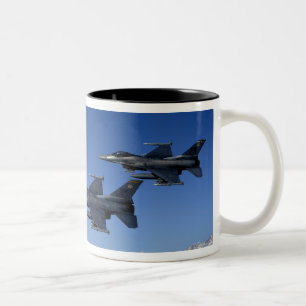 Caneca De Café Em Dois Tons F-16 Falcões de Combate da Força Aérea dos EUA