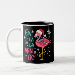 Caneca De Café Em Dois Tons Fa La La La Mingo Christmas Flamingo Pink Lover
