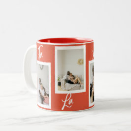 Caneca De Café Em Dois Tons Fa La La Latte Natal Colagem de Fotos Divertida