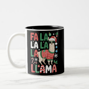 Caneca De Café Em Dois Tons Fa La La Lhama Lhama Engraçado Natal Amante de Ani