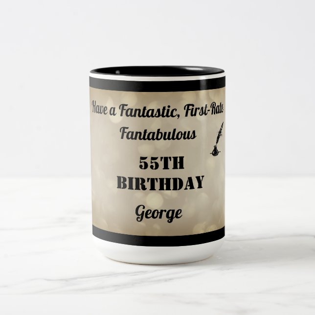 Caneca De Café Em Dois Tons Fabulosa Mug de aniversário de 55 anos personaliza (Centro)