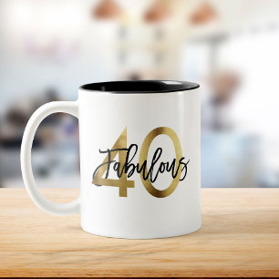 Caneca De Café Em Dois Tons Fabuloso 40º Aniversário Dourado Elegante Modern